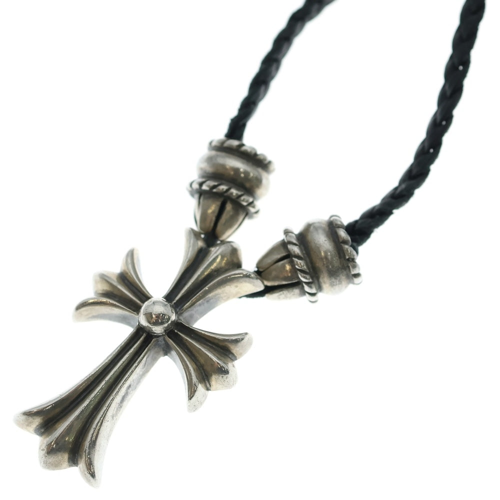 CHROME HEARTS(クロムハーツ) CH CRS SML CL スモールCHクロス クリンプト レザーブレイド ネックレス シルバー/ブラック BCA217