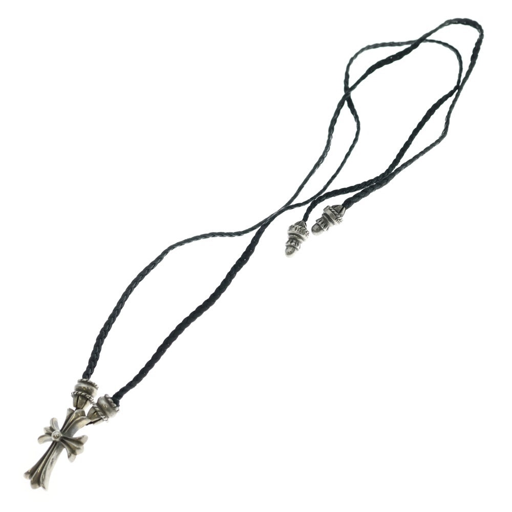 CHROME HEARTS(クロムハーツ) CH CRS SML CL スモールCHクロス クリンプト レザーブレイド ネックレス シルバー/ブラック BCA217