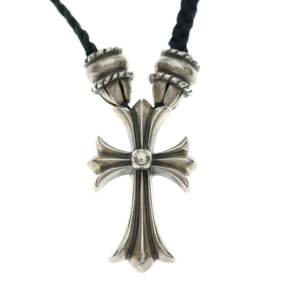 CHROME HEARTS(クロムハーツ) CH CRS SML CL スモールCHクロス クリンプト レザーブレイド ネックレス シルバー/ブラック BCA217