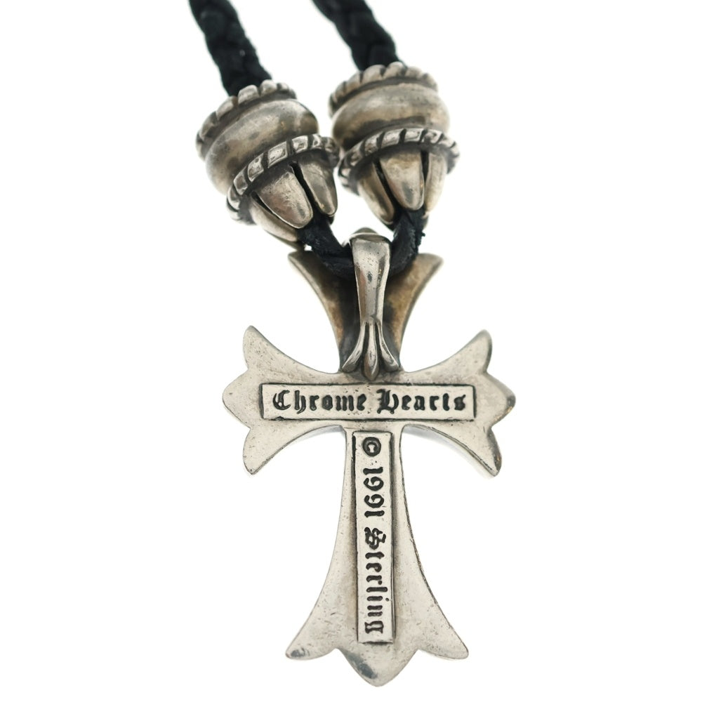 CHROME HEARTS(クロムハーツ) CH CRS SML CL スモールCHクロス クリンプト レザーブレイド ネックレス シルバー/ブラック BCA217
