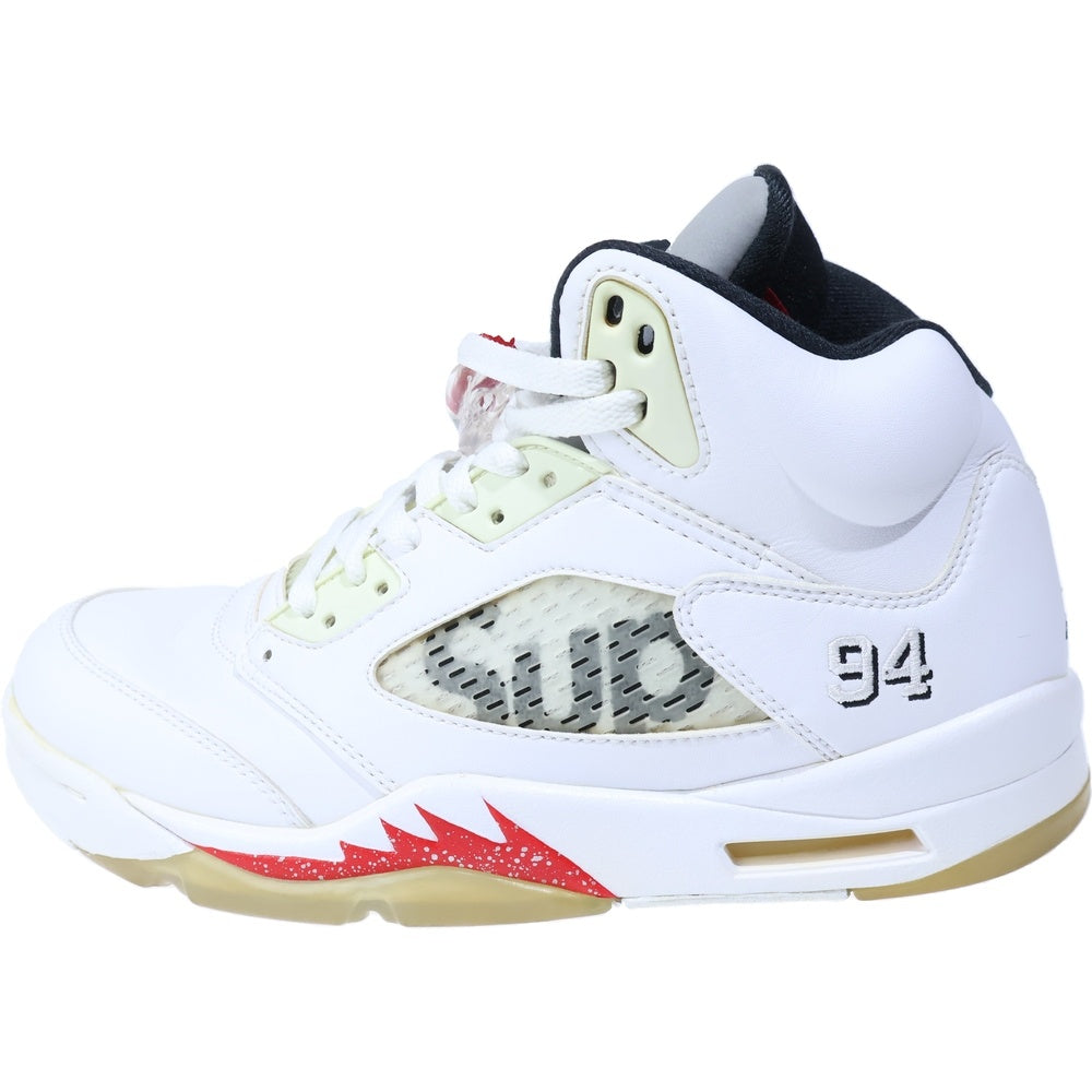 NIKE(ナイキ) ×SUPREME AIR JORDAN 5 RETRO 824371-101 シュプリーム エアジョーダン 5 レトロ ハイカットスニーカー ホワイト US9/27cm