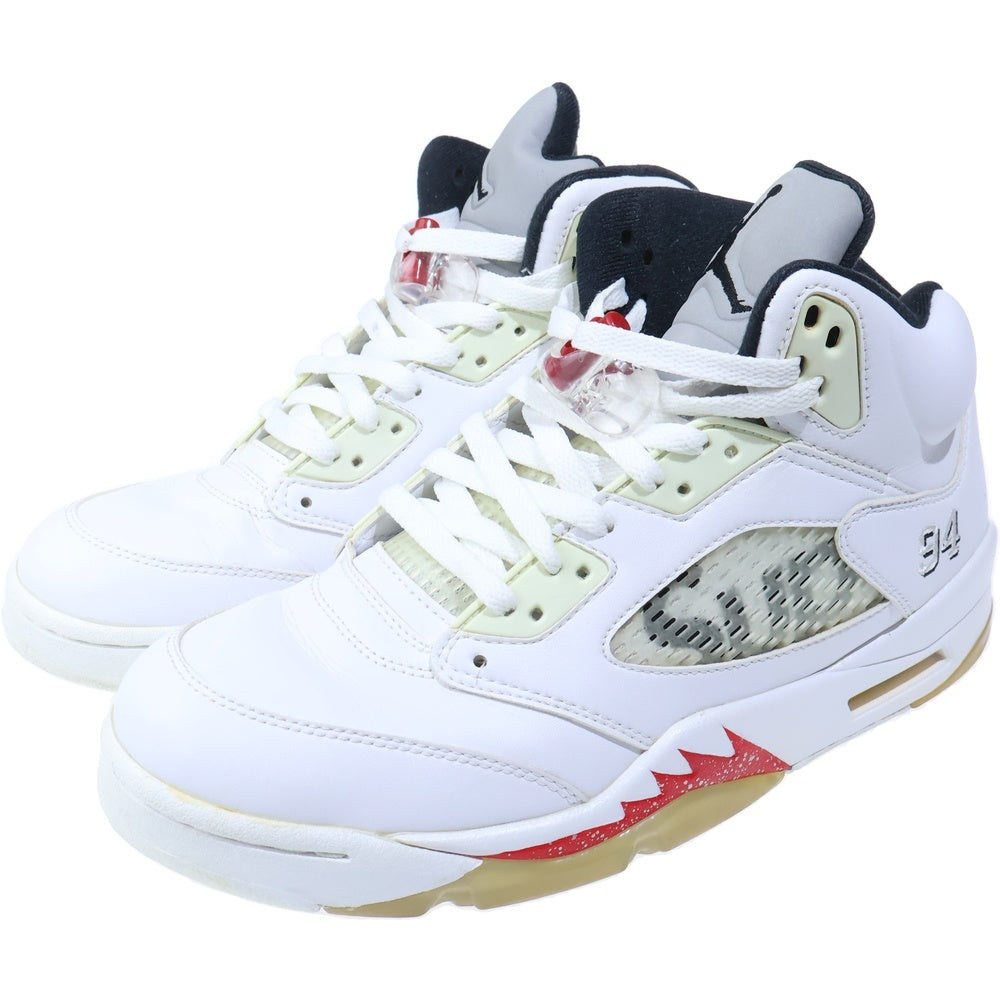 NIKE(ナイキ) ×SUPREME AIR JORDAN 5 RETRO 824371-101 シュプリーム エアジョーダン 5 レトロ ハイカットスニーカー ホワイト US9/27cm