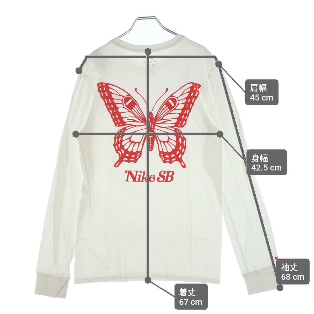 NIKE SB(ナイキエスビー) ×Girls Don't Cry Butterfly L/S Tee ガールズドントクライ バタフライ ロゴプリント クルーネック 長袖Tシャツ カットソー ホワイト