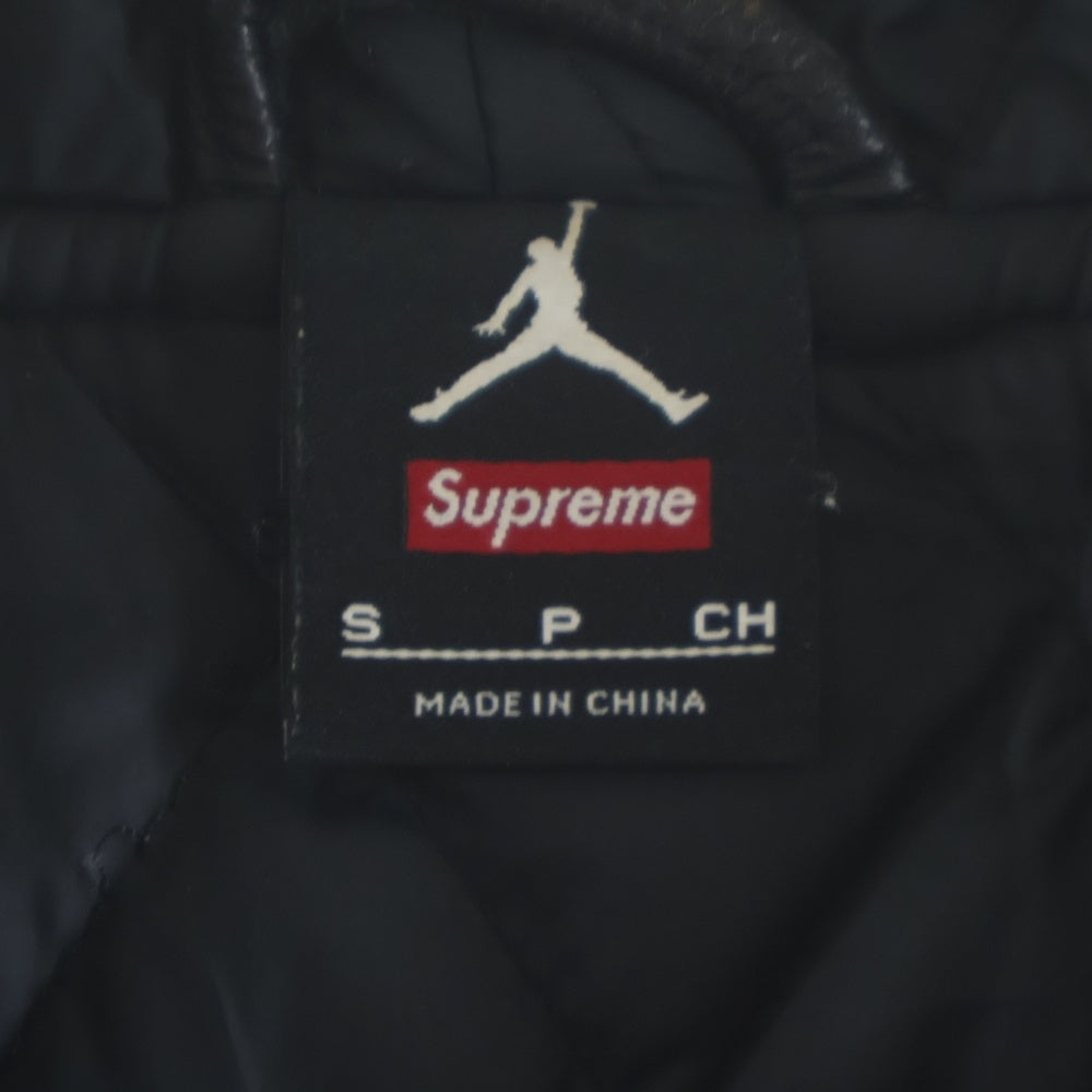 SUPREME(シュプリーム) 15AW ×NIKE JORDAN Hooded Varsity Jacket ナイキ ジョーダン フーデッド ウール レザー バーシティジャケット ブルゾン ブラック 799703-010