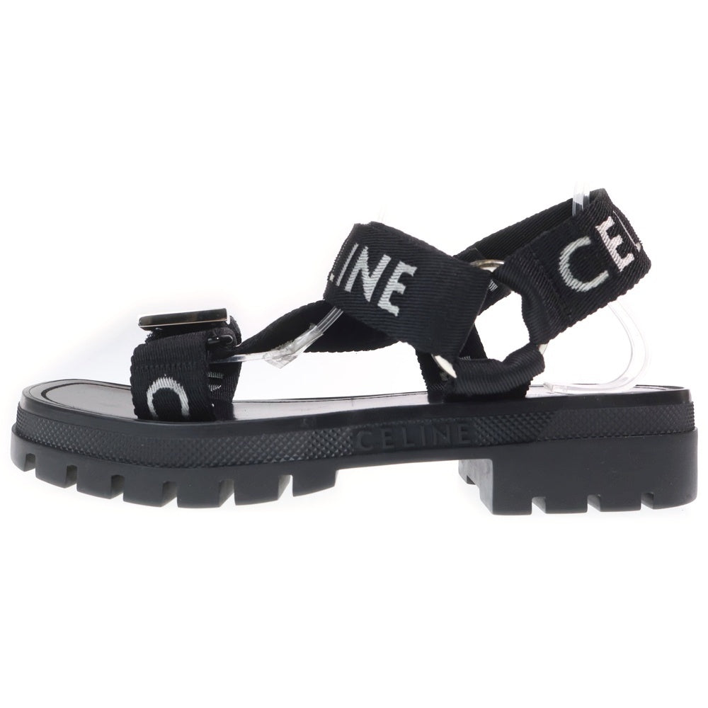 CELINE(セリーヌ) 22SS Leo Strappy Sandals with Celine Jacquard ジャガード レオ ストラッピーサンダル スポーツサンダル ベルトストラップ ロゴ刺繍 ブラック 40 345672208C