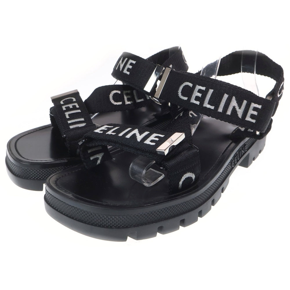CELINE(セリーヌ) 22SS Leo Strappy Sandals with Celine Jacquard ジャガード レオ ストラッピーサンダル スポーツサンダル ベルトストラップ ロゴ刺繍 ブラック 40 345672208C