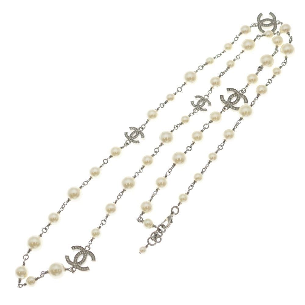CHANEL(シャネル) ココマーク フェイクパールロングネックレス シルバー レディース