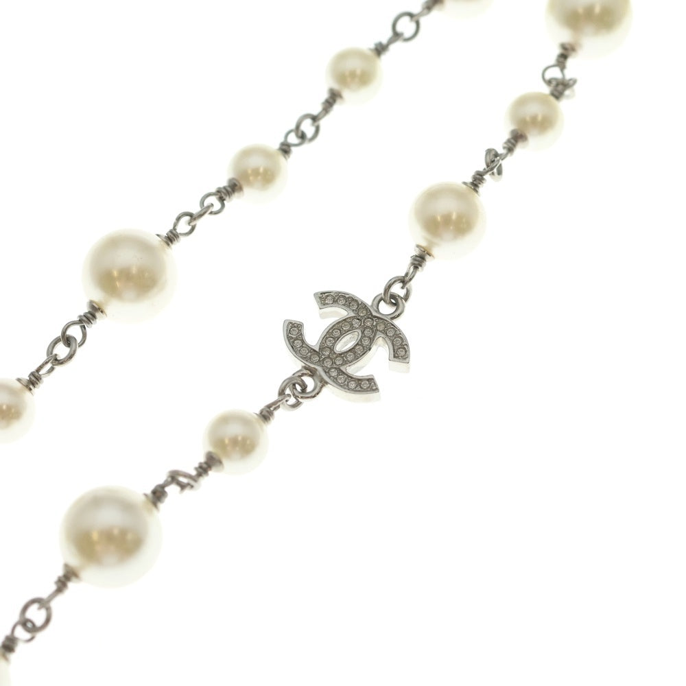 CHANEL(シャネル) ココマーク フェイクパールロングネックレス シルバー レディース