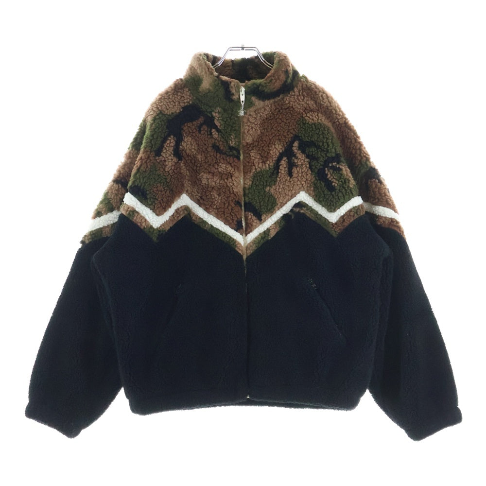 CELINE(セリーヌ) 22SS バイマテリアル カモフラージュフリースブルゾン ジャケット ブラック/ブラウン/カーキ 2Y579893L