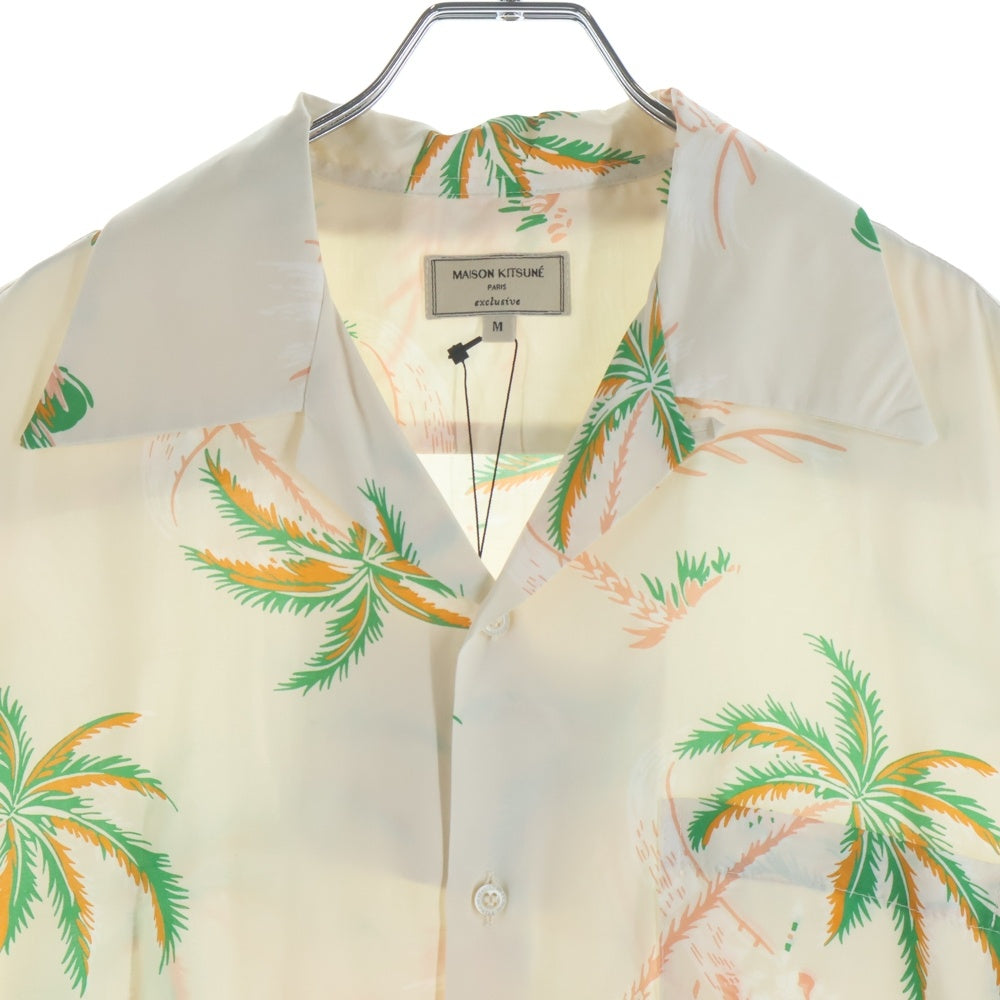 MAISON KITSUNE(メゾンキツネ) オープンカラー レーヨン ハワイアン 半袖シャツ アイボリー KMH30500
