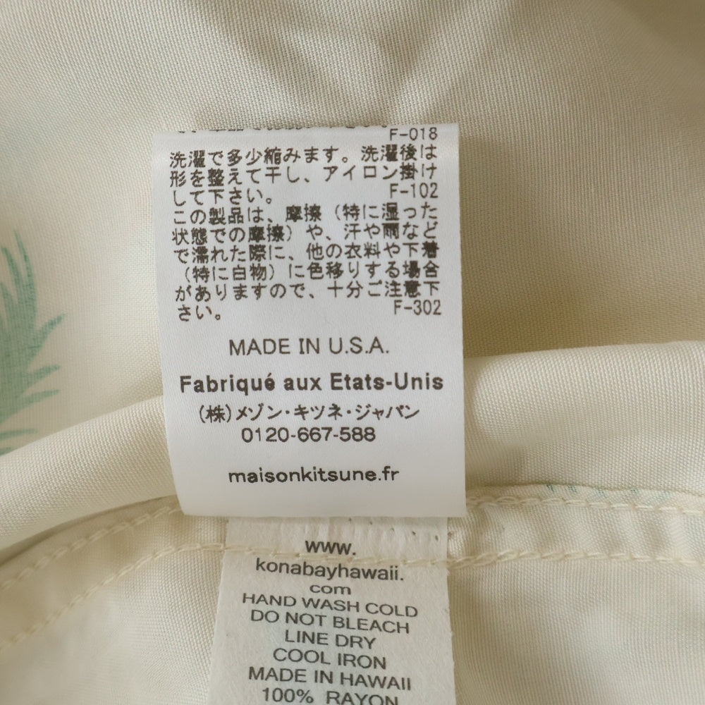 MAISON KITSUNE(メゾンキツネ) オープンカラー レーヨン ハワイアン 半袖シャツ アイボリー KMH30500