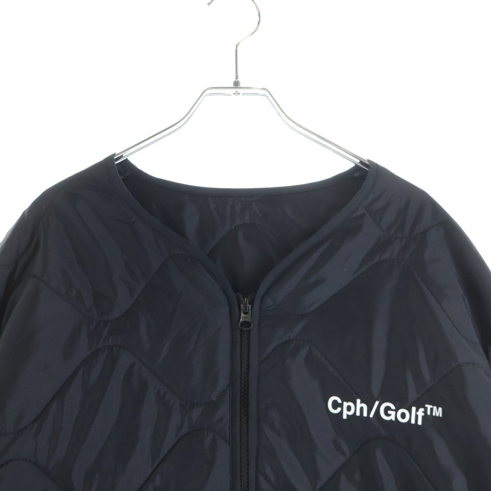 Captains Helm Golf(キャプテンズヘルムゴルフ) 23AW QUILTING NO-COLLAR JACKET キルティング ナイロン ノーカラー 中綿 ジャケット ブラック CHG23-AW-J05