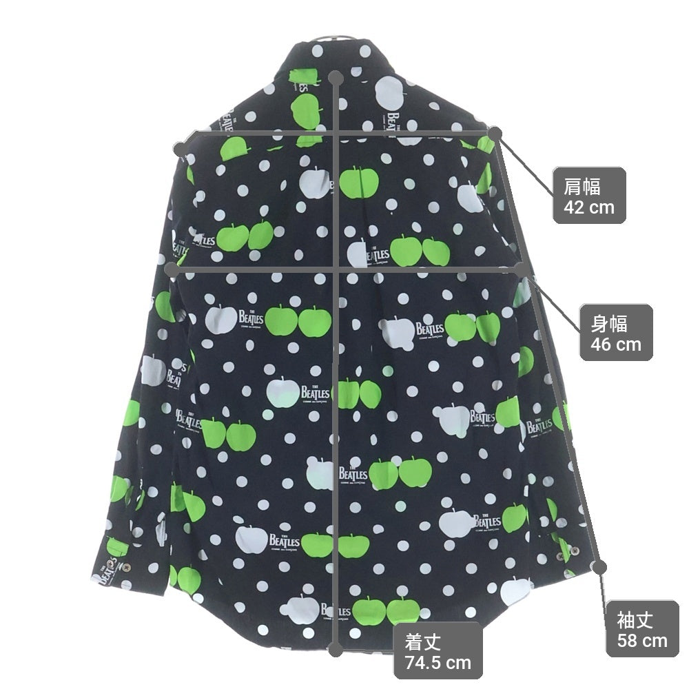 COMME des GARCONS COMME des GARCONS(コムデギャルソンコムデギャルソン) ×THE BEATLES L/S SHIRT ザ ビートルズ アップル 長袖シャツ ブラック VD-B001