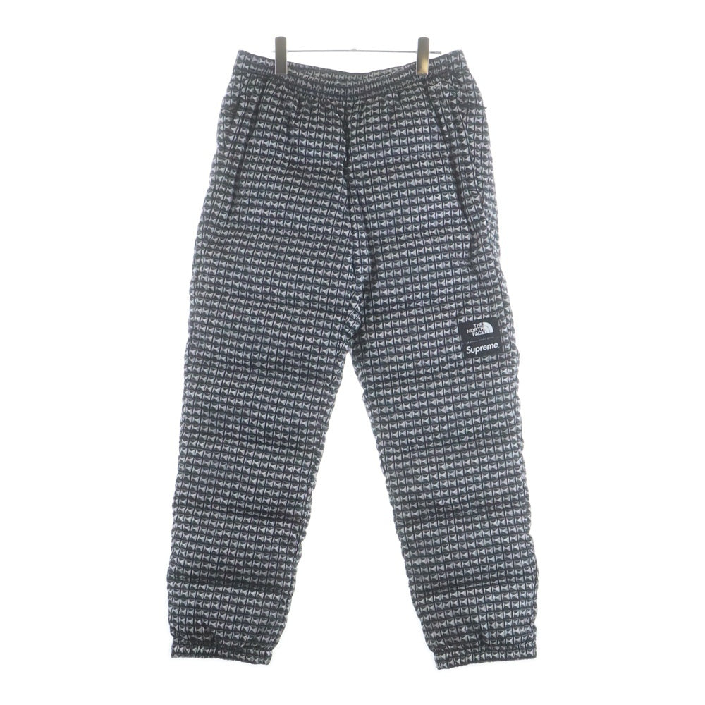 SUPREME(シュプリーム) 21SS ×THE NORTH FACE Studded Nuptse Pant ザノースフェイス スタッズヌプシパンツ 総柄 トラウザー ブラック/シルバー ND42101I