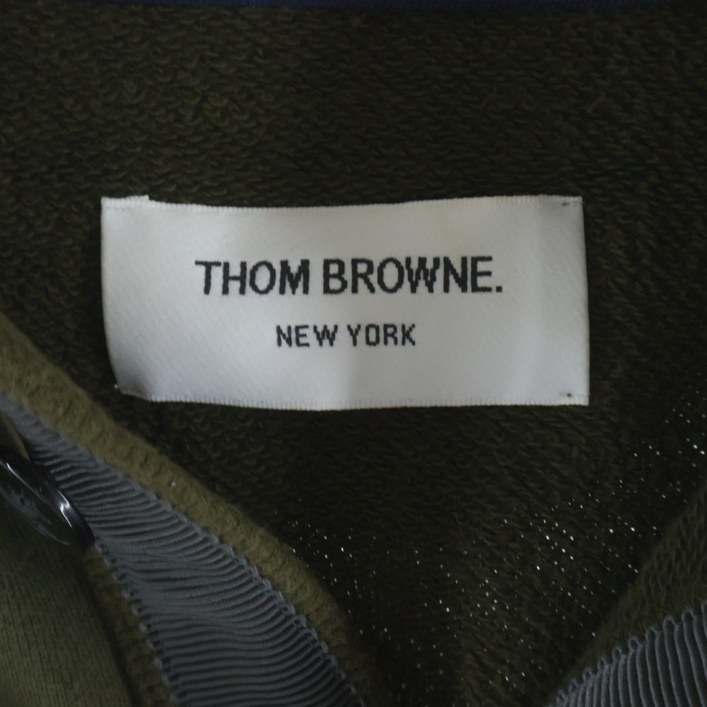 THOM BROWNE(トムブラウン) 4BAR スウェット フーデッド カーディガン カーキ MJT003AK8029