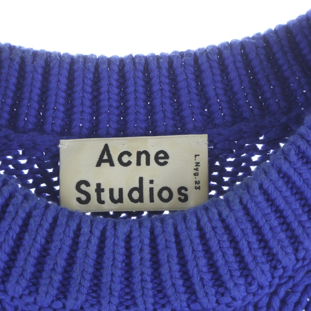 Acne Studios(アクネ ストゥディオズ) 厚手 コットン クルーネック 長袖ニット セーター ブルー