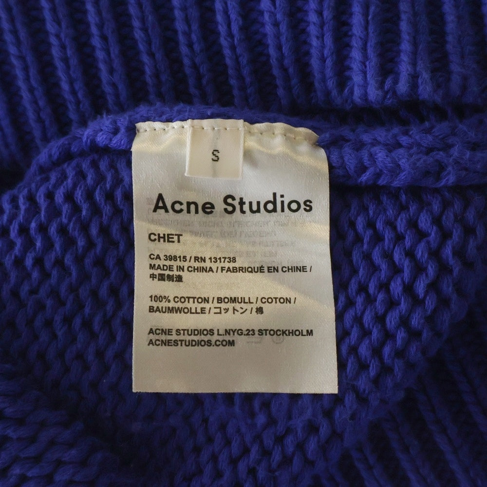 Acne Studios(アクネ ストゥディオズ) 厚手 コットン クルーネック 長袖ニット セーター ブルー