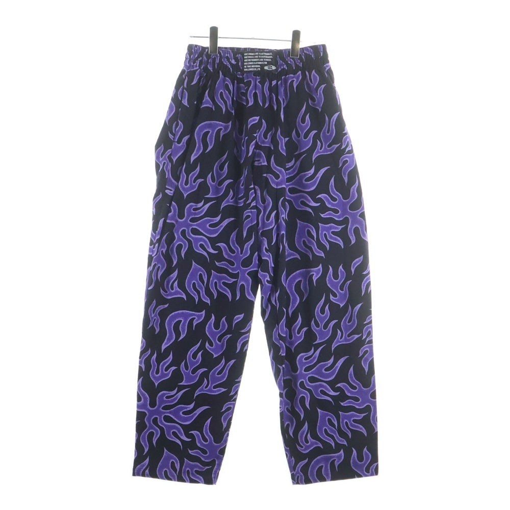 CHALLENGER(チャレンジャー) 25SS FIRE PANTS ファイヤー 総柄デザイン ワークパンツ トラウザー ブラック/パープル CLG-PT 025-004