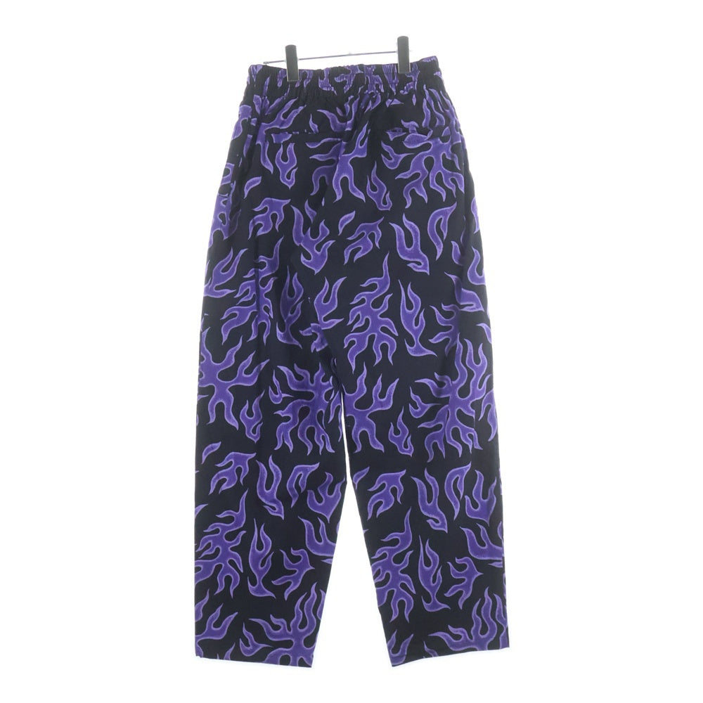 CHALLENGER(チャレンジャー) 25SS FIRE PANTS ファイヤー 総柄デザイン ワークパンツ トラウザー ブラック/パープル CLG-PT 025-004