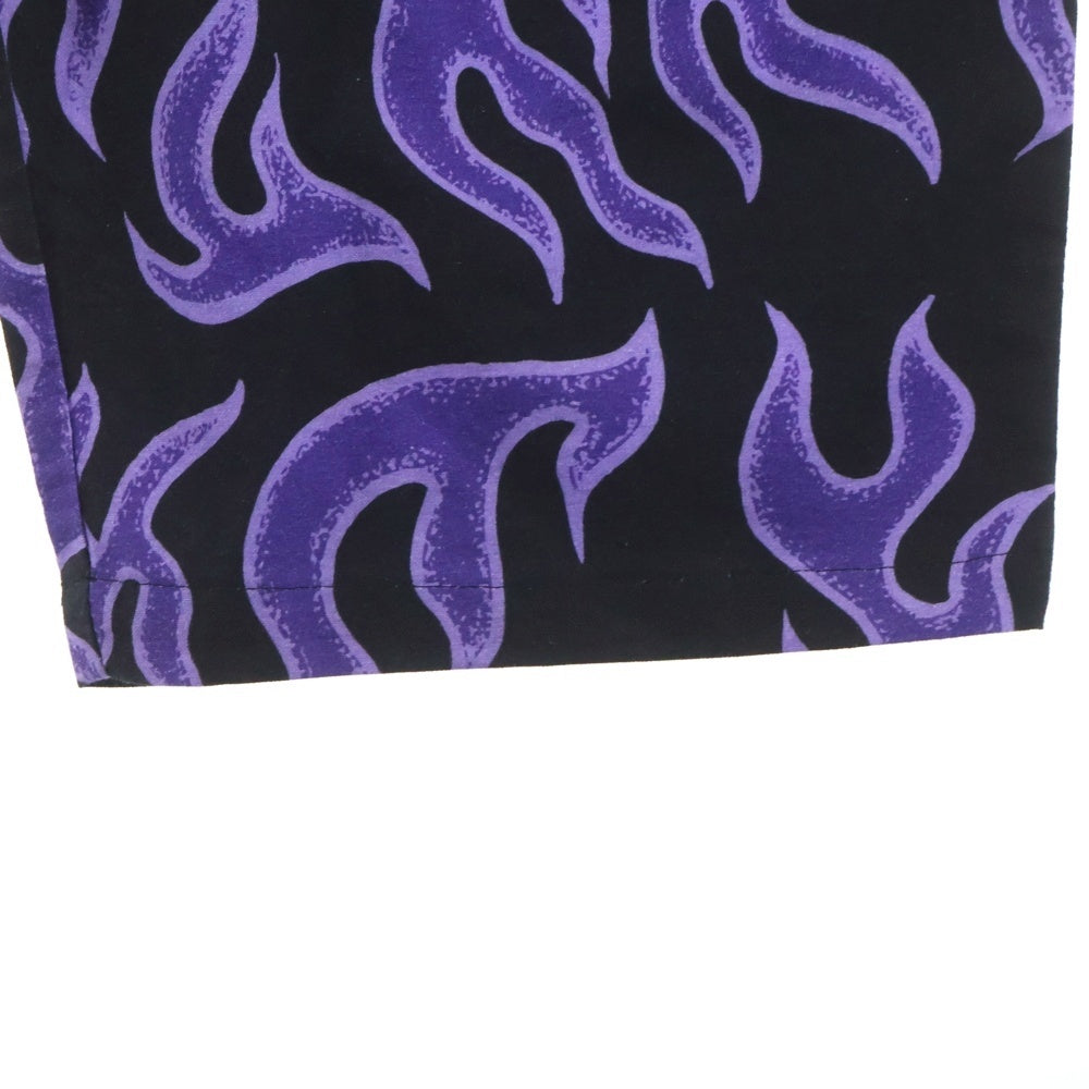 CHALLENGER(チャレンジャー) 25SS FIRE PANTS ファイヤー 総柄デザイン ワークパンツ トラウザー ブラック/パープル CLG-PT 025-004