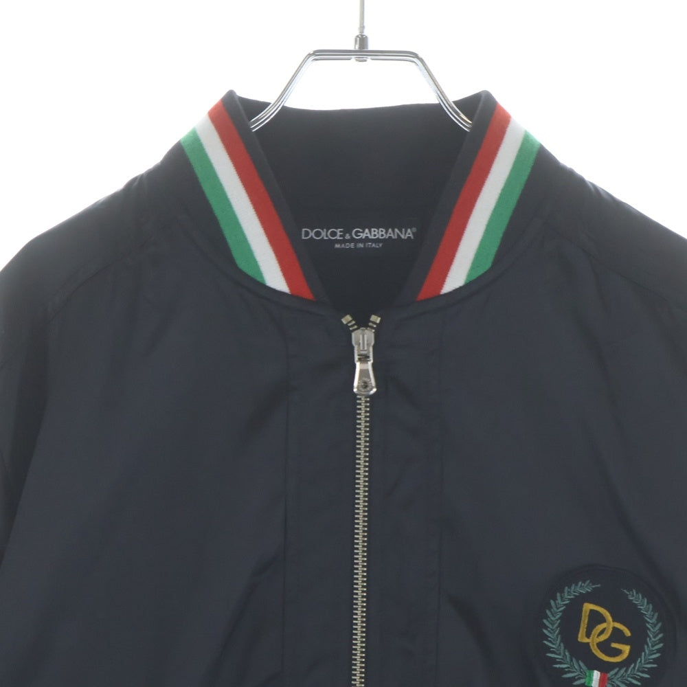 DOLCE & GABBANA(ドルチェアンドガッバーナ) ロゴワッペン付き ジップアップ ナイロンジャケット ブルゾン ブラック