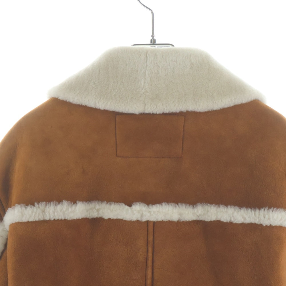 GIANFRANCO FERRE(ジャンフランコフェレ) ロゴワッペン付き レザームートンコート ジャケット ブラウン