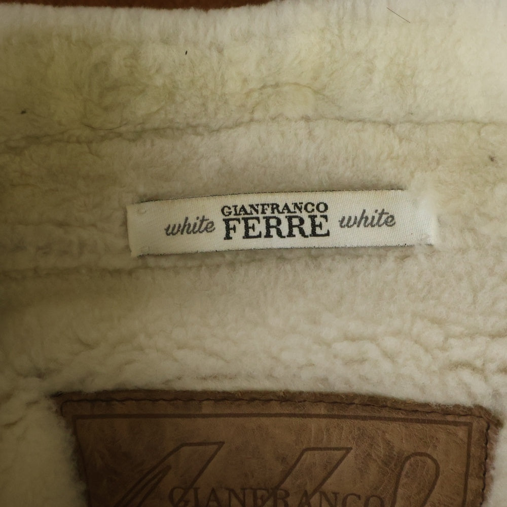 GIANFRANCO FERRE(ジャンフランコフェレ) ロゴワッペン付き レザームートンコート ジャケット ブラウン