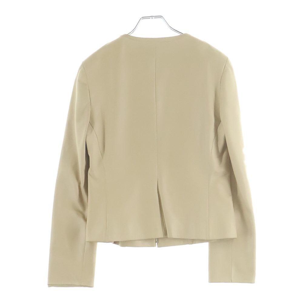 LOEWE(ロエベ) ラムレザー ノーカラー レザージャケット ベージュ レディース
