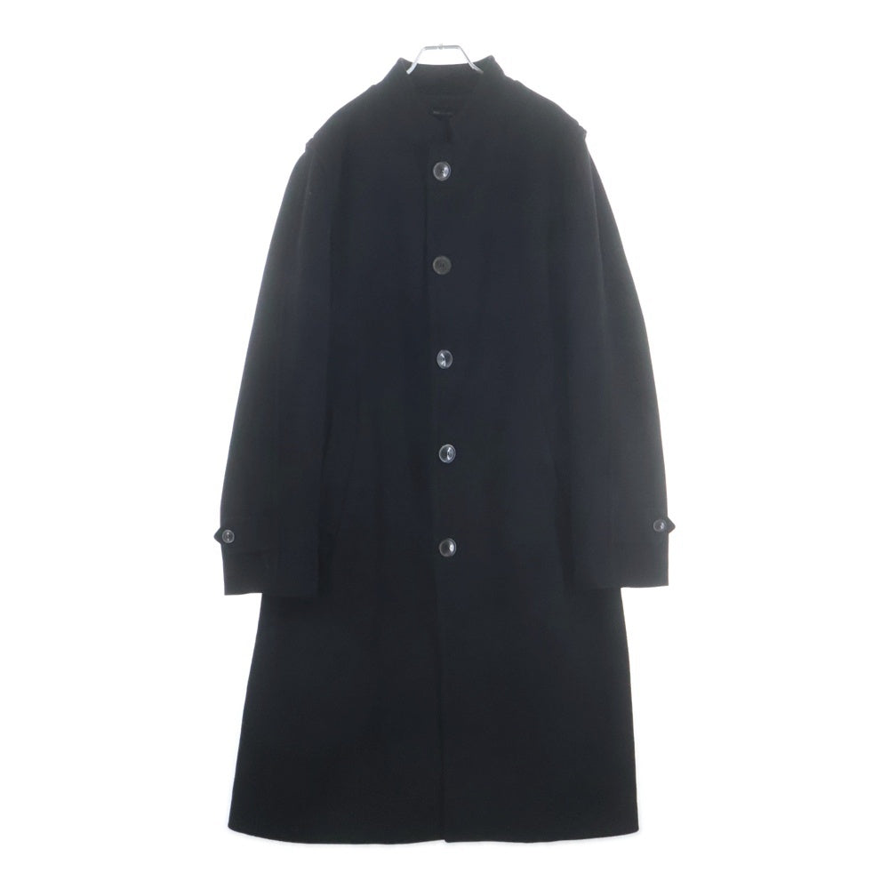 GIORGIO ARMANI(ジョルジオアルマーニ) ノーカラー ウールロングコート ジャケット イタリア製 ブラック