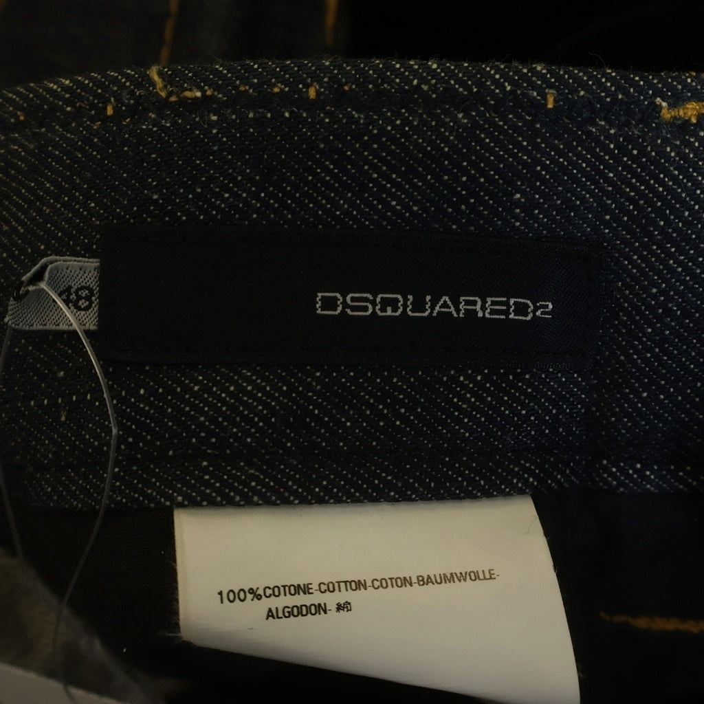 DSQUARED2(ディースクエアード) ベロア セルビッチデニム 再構築ボタンフライデニムパンツ トラウザー インディゴ/ブラック