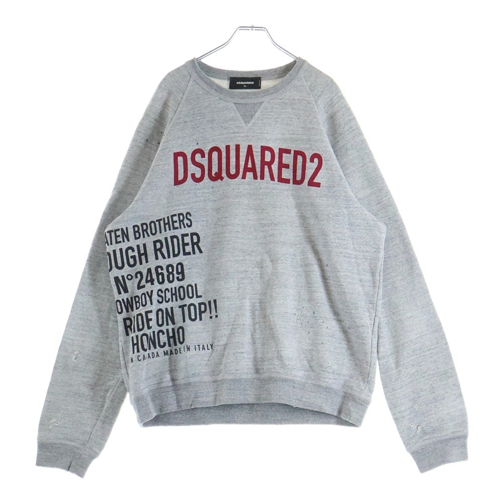 DSQUARED2(ディースクエアード) 18AW フロントロゴ クルーネック 長袖スウェットトレーナー カットソー グレー S71GU0244 S25148