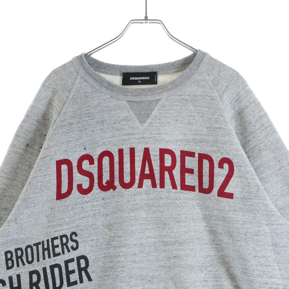 DSQUARED2(ディースクエアード) 18AW フロントロゴ クルーネック 長袖スウェットトレーナー カットソー グレー S71GU0244 S25148