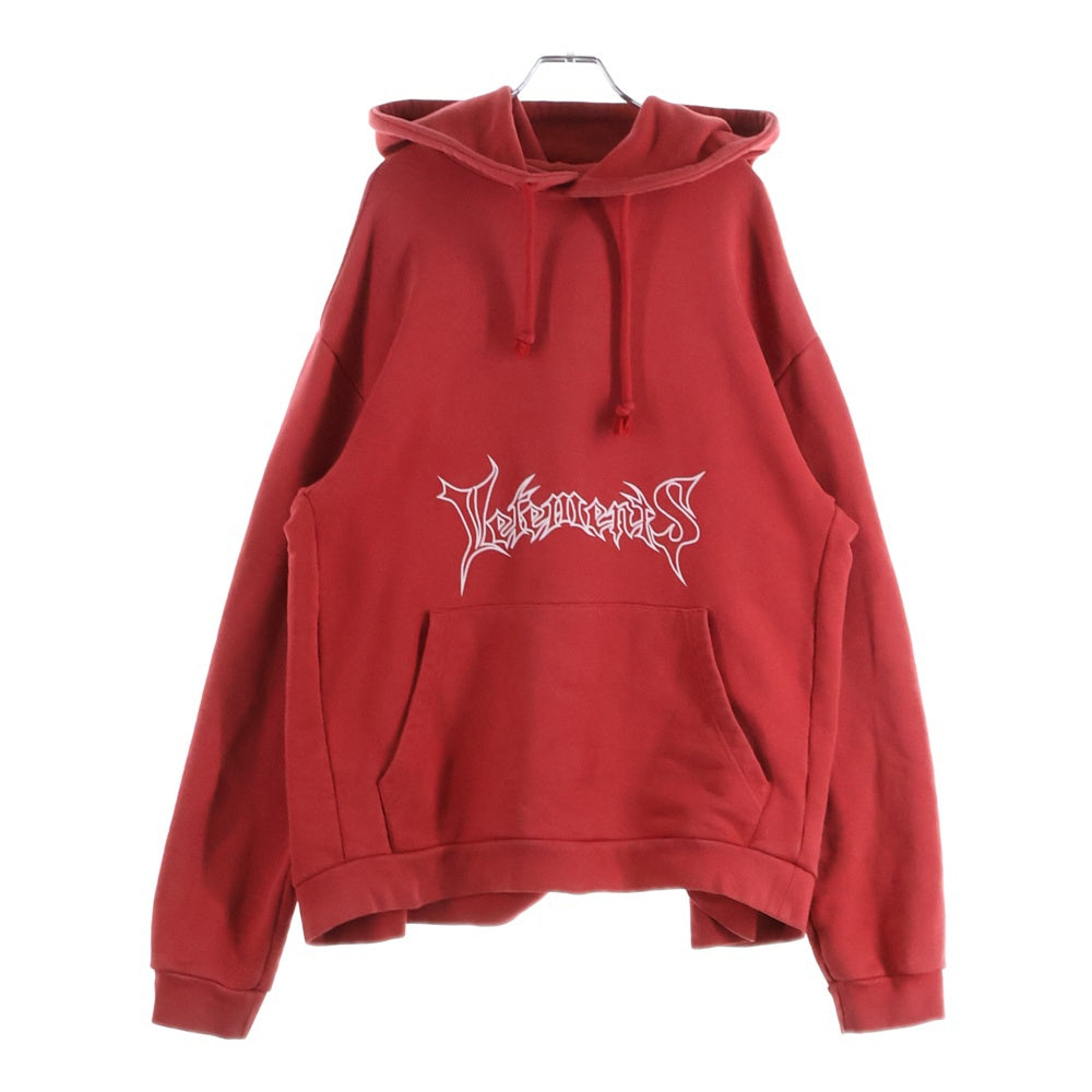 VETEMENTS(ヴェトモン) 16AW Metal Logo Hoodie 韓国限定 メタルロゴ プリント スウェット プルオーバーパーカー レッド MF17TP16