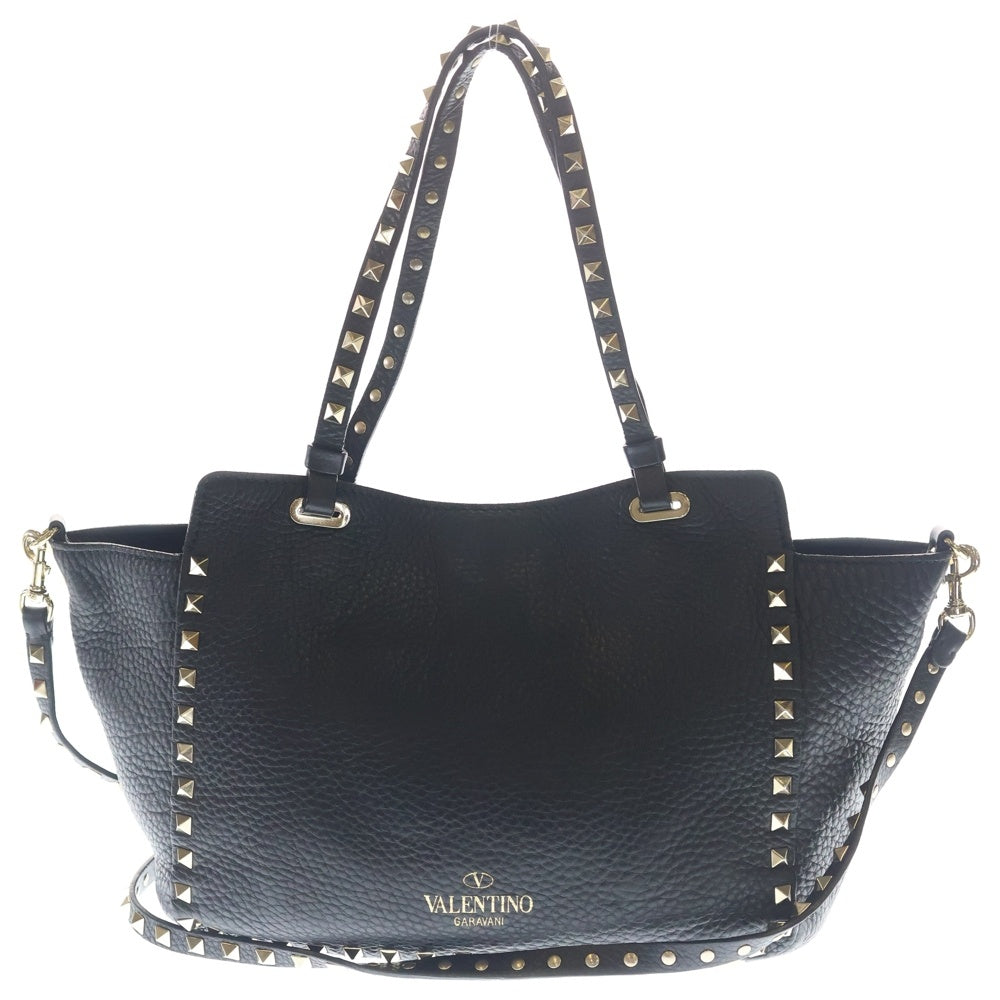 VALENTINO(ヴァレンティノ) ロックスタッズ レザーショルダーバッグ ハンドバッグ ブラック レディース