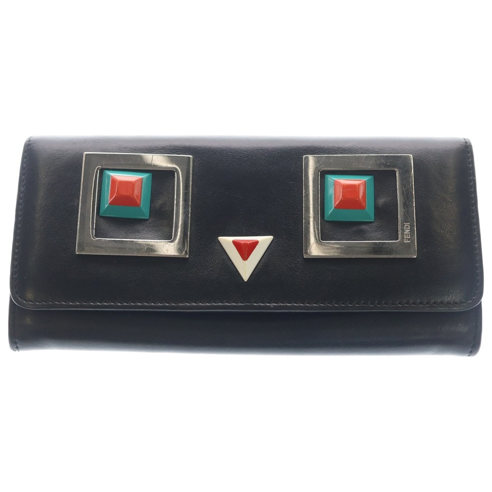 FENDI(フェンディ) チェーンウォレット ヒプノタイズ レザー長財布 ブラック 8M0365 レディース