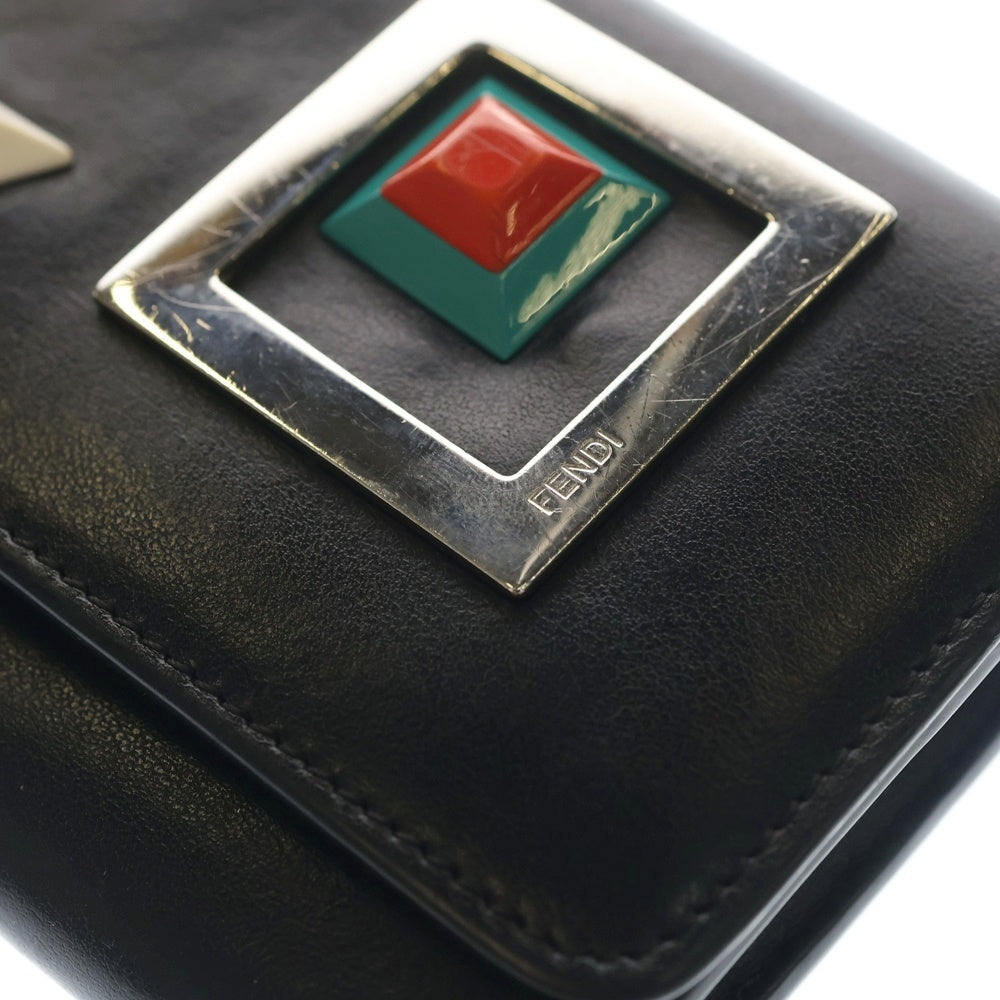 FENDI(フェンディ) チェーンウォレット ヒプノタイズ レザー長財布 ブラック 8M0365 レディース