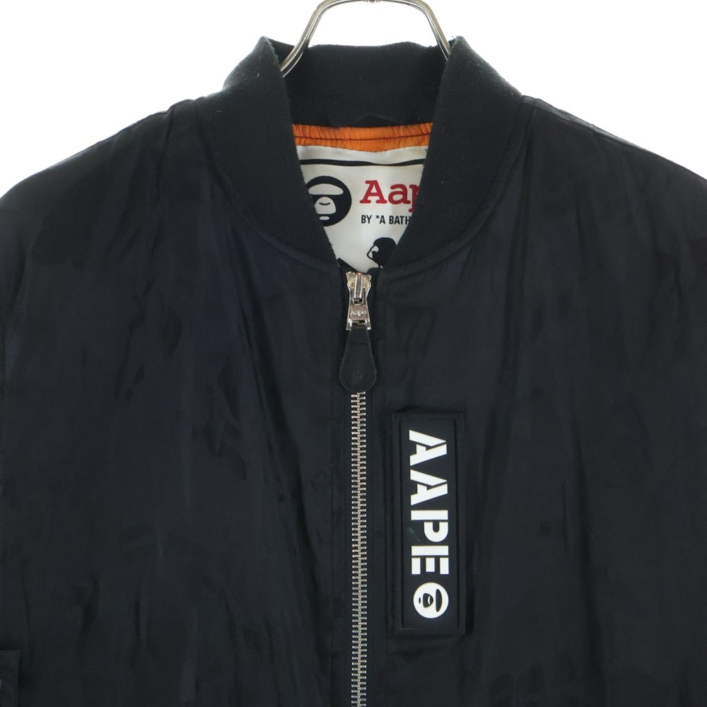 AAPE BY A BATHING APE(エーエイプバイアベイシングエイプ) MA-1 ジップアップ フライトジャケット ボンバージャケット ブラック