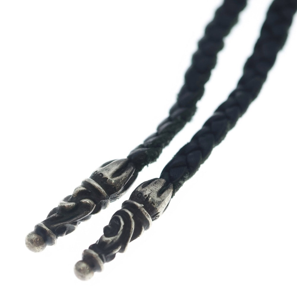 CHROME HEARTS(クロムハーツ) LEATHER BRAID SCROLL ネックレス レザーブレイドネックレス ブラック/シルバー BCA377