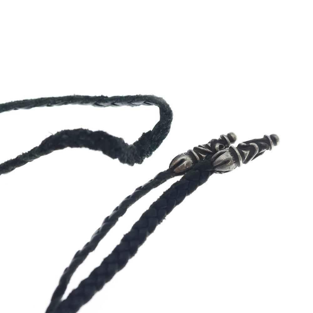 CHROME HEARTS(クロムハーツ) LEATHER BRAID SCROLL ネックレス レザーブレイドネックレス ブラック/シルバー BCA377