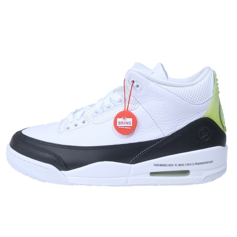 NIKE(ナイキ) ×FRAGMENT DESIGN AIR JORDAN3 RETRO SP DA3595-100 フラグメントデザイン エアジョーダン3 ミッドカットスニーカー ホワイト/ブラック US12/30cm