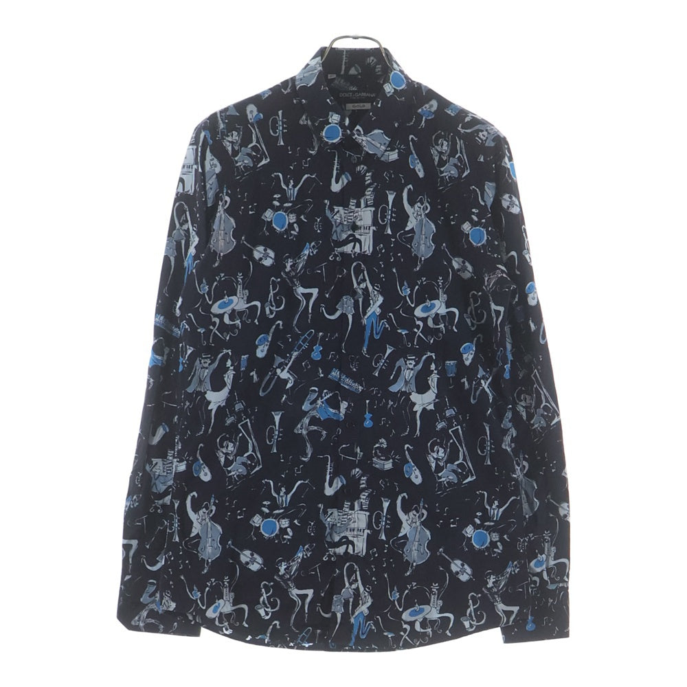 DOLCE & GABBANA(ドルチェアンドガッバーナ) 総柄 コットン 長袖シャツ ブラック G5DY4T/FS52W