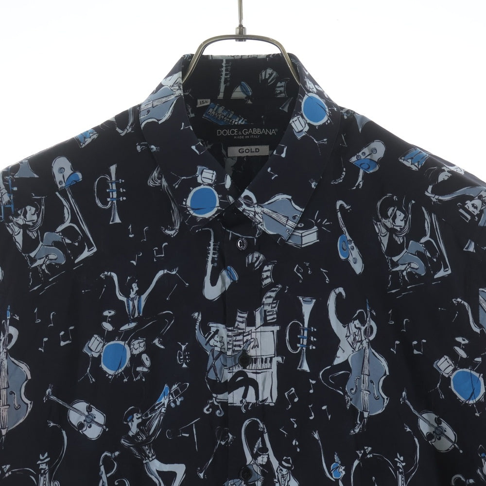 DOLCE & GABBANA(ドルチェアンドガッバーナ) 総柄 コットン 長袖シャツ ブラック G5DY4T/FS52W