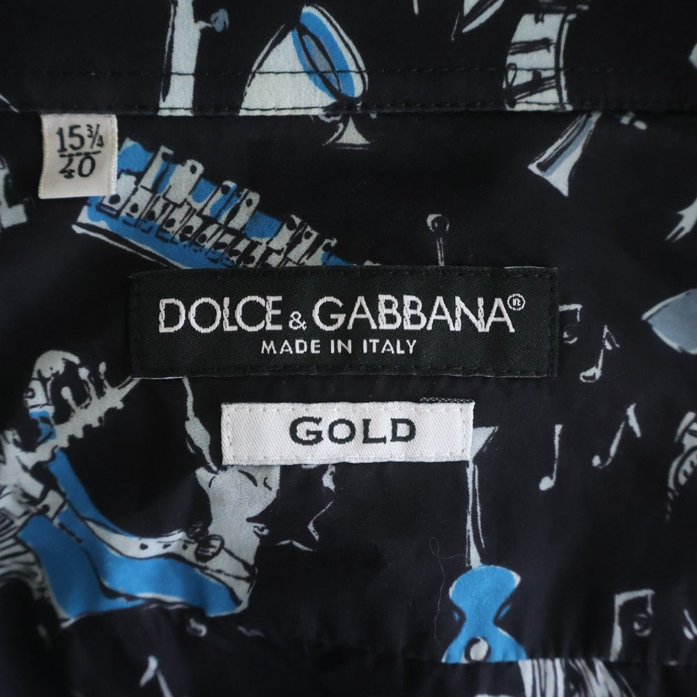 DOLCE & GABBANA(ドルチェアンドガッバーナ) 総柄 コットン 長袖シャツ ブラック G5DY4T/FS52W