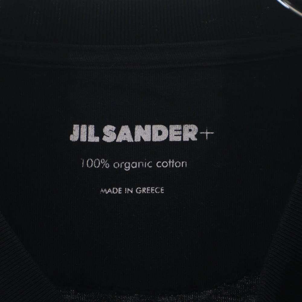 JIL SANDER +(ジルサンダープラス) ロゴパッチ コットン クルーネック 半袖Tシャツ カットソー ブラック JPUT706530MT24880812