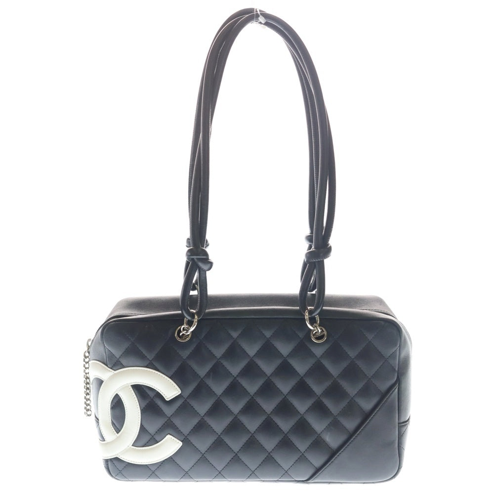 CHANEL(シャネル) カンボンライン スモールボーリングバッグ レザー ハンドバッグ ブラック レディース