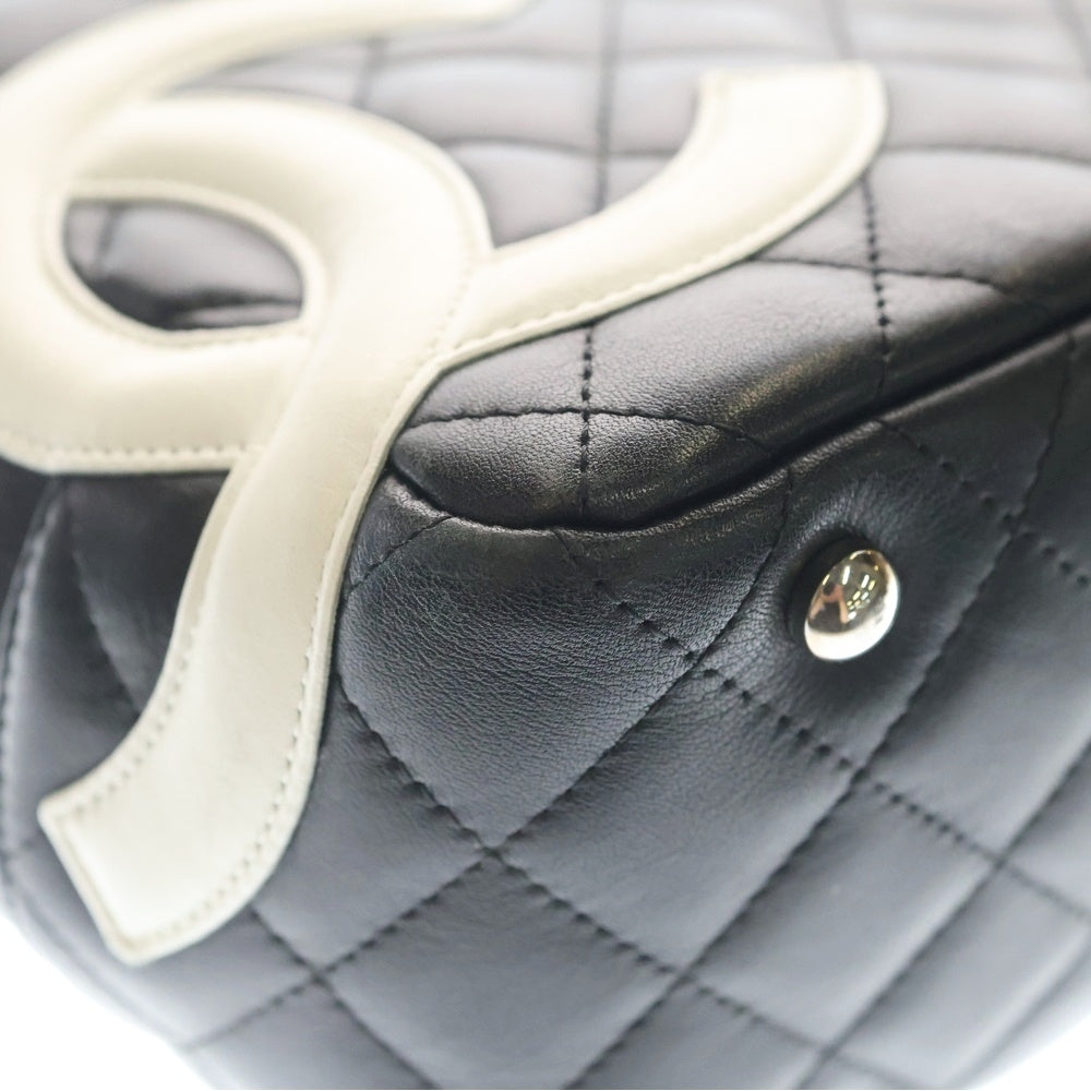 CHANEL(シャネル) カンボンライン スモールボーリングバッグ レザー ハンドバッグ ブラック レディース