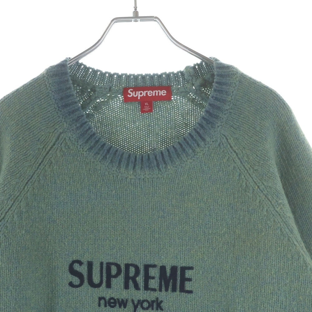 SUPREME(シュプリーム) 24AW Flocked Logo Sweater フロックド ロゴ ニットセーター グリーン