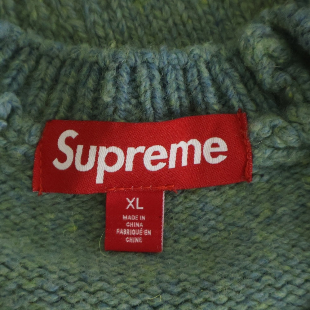 SUPREME(シュプリーム) 24AW Flocked Logo Sweater フロックド ロゴ ニットセーター グリーン