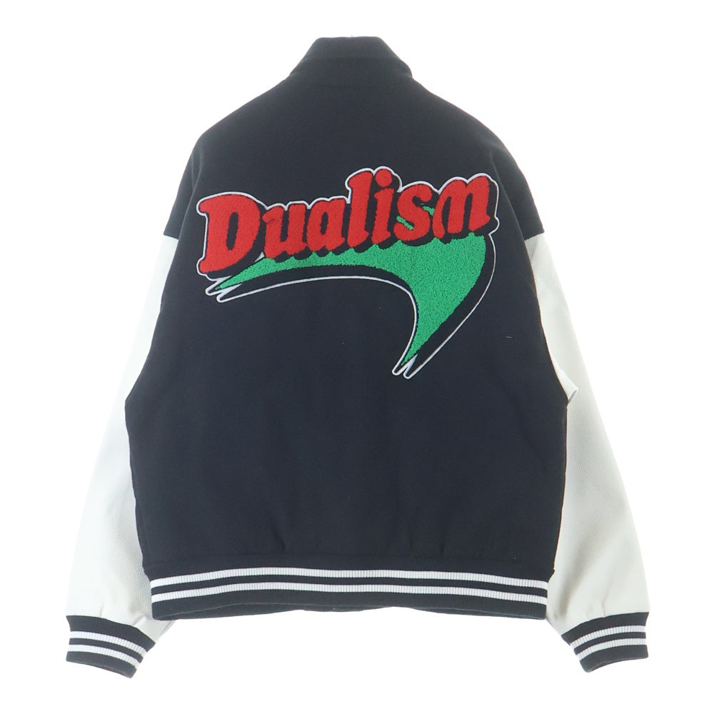 NO BRAND(ノーブランド) DUALISM デュアリズム ロゴワッペンバーシティジャケット スタジャン ホワイト/ブラック