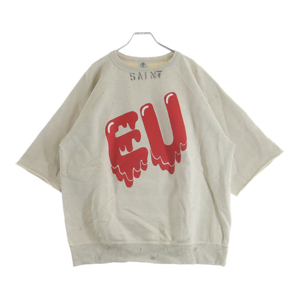 SAINT MICHAEL(セントマイケル) 21AW ×Emotionally Unavailable EU STM SS SWEAT エモーショナリーアンベイラブル 半袖スウェットTシャツ アイボリー EU-A21-0000-052
